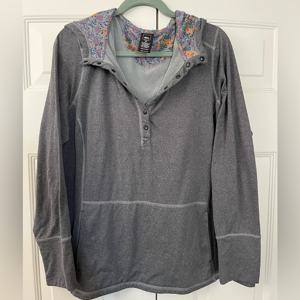 REI Athletic Hoodie Floral Accents